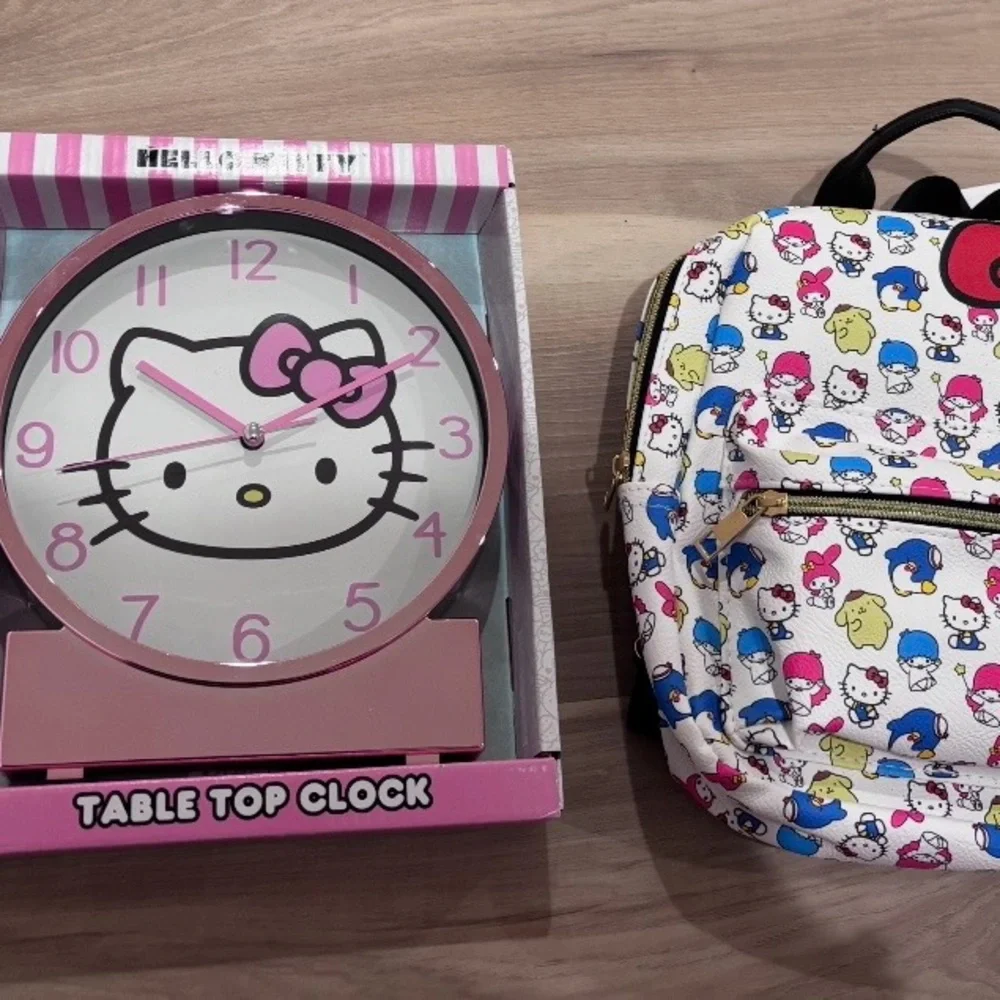 2-1 NEW Sanrio Hello Kitty & Friends backpack Mini ++Kitty desk clock